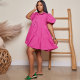 Summer Solid Short Sleeve Casual Loose Dress