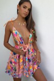Sex Deep V Neck Low Back Sequin Lace Up Strap Women'S Sexy Club Dress