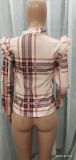 Autumn Plaid Print Zip Up Regular Jacket