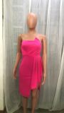 Summer Sexy Chic Women's Strapless Irregular Skirt Slit Nightclub Party Dress