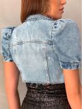 Rotten Vintage Ripped Puff Sleeve Crop Denim Jacket