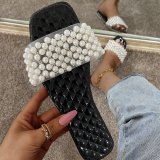 Ladies Summer Flat Slip-On Pearl Sandals