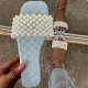 Ladies Summer Flat Slip-On Pearl Sandals