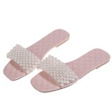 Ladies Summer Flat Slip-On Pearl Sandals