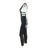 Women Summer Sexy Solid Color Cut Out Jumpsuit