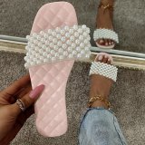 Ladies Summer Flat Slip-On Pearl Sandals