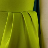 Women Summer Puff Sleeve Formal Party Slit Gown Dress