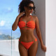 Women Sexy Bikini Halter Neck Backless Solid Swimwear