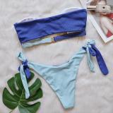Women Sexy Crystal Diamond Bikini Removable Chest Pad Two Pieces Swimwear