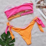 Women Sexy Crystal Diamond Bikini Removable Chest Pad Two Pieces Swimwear
