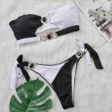 Women Sexy Crystal Diamond Bikini Removable Chest Pad Two Pieces Swimwear
