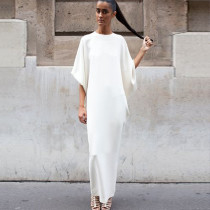 Women's Round Neck Solid Loose Gown Dress Women's Round Neck Solid Loose Gown Dress