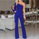 Summer Women's Ladies One Shoulder High Waist Slim Off Shoulder Jumpsuit