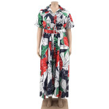 Summer Printed Long Casual Two-Wear Plus Size Women's Dress
