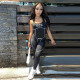 Women's Summer Digital Print Low Back High Waist Tight Fitting Sports Fitness Jumpsuit Women