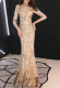 Deep V Sexy Fishtail Sequin Female Formal Party Mermaid Evening Dress