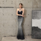 Long Formal Party Slim Fit Fishtail Dress Elegant Sequin Mermaid Evening Party Dress