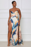 Women'S Summer Chic Slit Plus Size Straps Backless Maxi Dress
