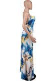 Women'S Summer Chic Slit Plus Size Straps Backless Maxi Dress