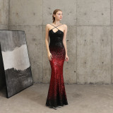 Long Formal Party Slim Fit Fishtail Dress Elegant Sequin Mermaid Evening Party Dress