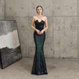 Long Formal Party Slim Fit Fishtail Dress Elegant Sequin Mermaid Evening Party Dress