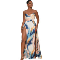 Women'S Summer Chic Slit Plus Size Straps Backless Maxi Dress Women'S Summer Chic Slit Plus Size Straps Backless Maxi Dress