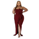Women Sexy Off Shoulder Slim Slit Party Dinner Dress