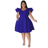Plus Size Women Ruffles Short Sleeve Dress