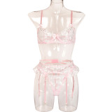 Women Sexy Flower Embroidered Underwire Lingerie