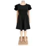 Plus Size Women Ruffles Short Sleeve Dress