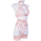 Women sexy lace delicate chain Patchwork with leg ring sexy lingerie