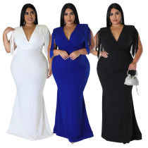 Plus Size Women Sexy V-Neck Sleeveless Fringe Dress Plus Size Women Sexy V-Neck Sleeveless Fringe Dress