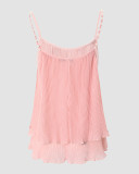 Women's Pleated Pearl Bead Decoration Fashion Sling Vest