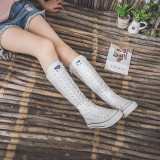 High-top canvas shoes women's inner height increase Casual shoes women's flat shoes