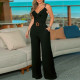 Chic Women's Ruffle V-Neck Slim Waist Jumpsuit
