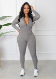 Women Fall Zip Long Sleeve Sports Jumpsuit