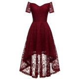Women Sexy Elegant Off Shoulder lace Short Sleeve Mermaid Dress