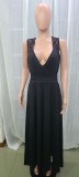 Women sleeveless lace backless slit dress