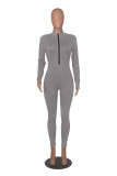 Women Fall Zip Long Sleeve Sports Jumpsuit
