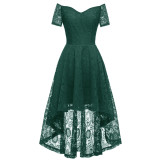Women Sexy Elegant Off Shoulder lace Short Sleeve Mermaid Dress