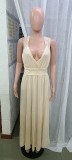 Women sleeveless lace backless slit dress
