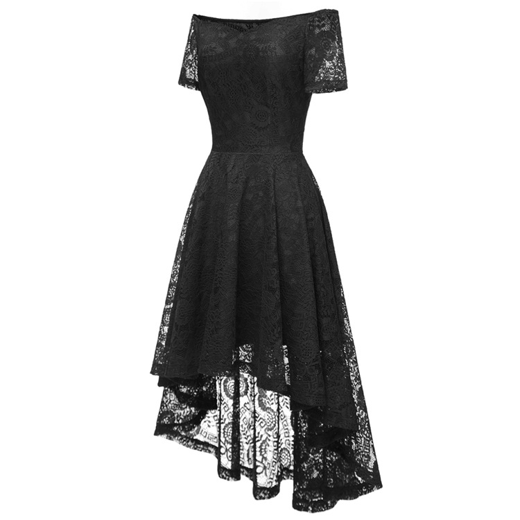 Women Sexy Elegant Off Shoulder lace Short Sleeve Mermaid Dress