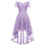 Women Sexy Elegant Off Shoulder lace Short Sleeve Mermaid Dress