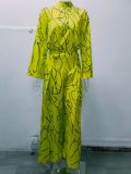 Women Summer Elegant Lace-Up Print Sleeveless Jumpsuit