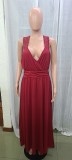 Women sleeveless lace backless slit dress
