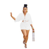 Fashion Women's Solid Color Shorts Half-Sleeve Rompers