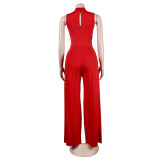 Fashion women's suit short-sleeved wide-leg pants solid color two-piece set