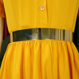 Women Summer Short Sleeve Belted Dress