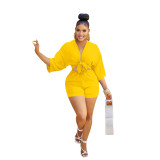 Fashion Women's Solid Color Shorts Half-Sleeve Rompers