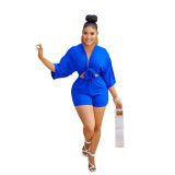 Fashion Women's Solid Color Shorts Half-Sleeve Rompers